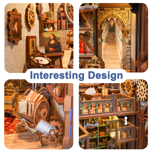 Tonecheer Ordine all'ingrosso <span class=keywords><strong>Da</strong></span> <span class=keywords><strong>Vinci</strong></span> Renaissance DIY 3D Puzzle Book Nook Casa delle bambole con LED per lezioni di scienza Forniture per artigianato Ingrosso - Product Image 2