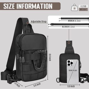 Petit sac bandoulière pour homme, sac de poitrine mini utilitaire imperméable d'inspiration tactique pour les voyages, le travail et le sport - Product Image 3