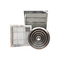 Grille d'aération en acier inoxydable avec maille carrée, persienne ronde et diffuseur pyramidal pour l'alimentation en air par montage au plafond ou au mur