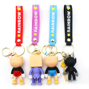 Nouveau 4 Styles Cartoon Cuphead Porte-clés Personnages En Caoutchouc Porte-clés avec Calice <span class=keywords><strong>Mugman</strong></span> Roi Dés le Diable Pendentif - Product Image 2