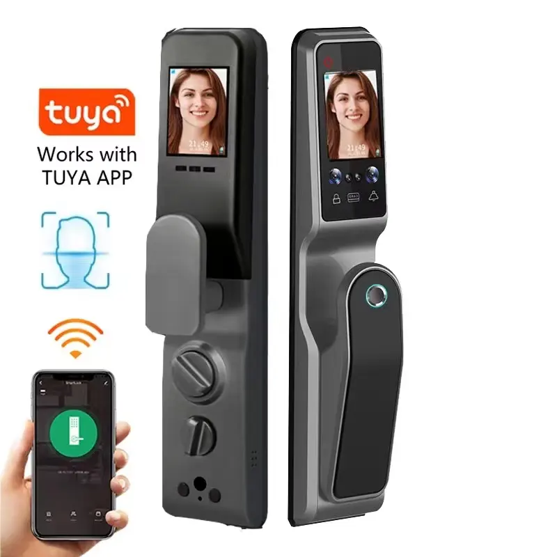 RSH TUYA वाईफ़ाई फोन अनलॉक चेहरा पहचान स्मार्ट दरवाजा ताला के साथ कैमरा फिंगरप्रिंट हथेली प्रिंट चुंबकीय कार्ड पासवर्ड कुंजी