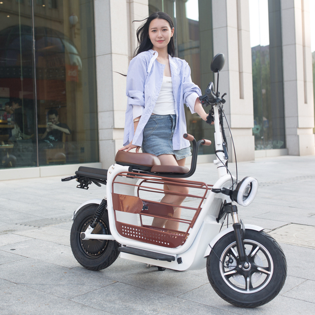 14Inch Tire Foldable Two Seat Mini Electric Scooter With Child Seat Pet Moped Scooter Bike
