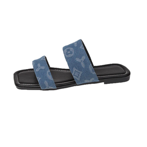 Zapatillas de lujo de diseñador, venta al por mayor directa de fábrica, sandalias de punta abierta para mujer, zapatillas de lona, sandalias de verano con tacón de cuña, zapatillas de moda. - Product Image 4