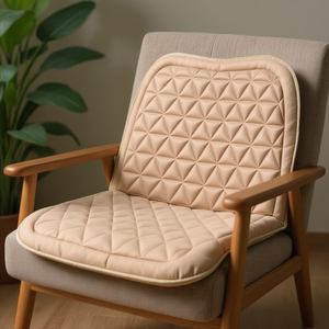 เบาะรองนั่งผ้าสีเบจลายควิลท์เพื่อความสบายสำหรับเก้าอี้ - Product Image 3