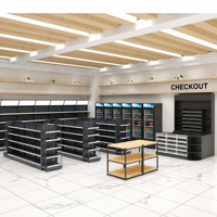 Paniers d'étagères de supermarché en métal sur mesure, avec étagères thermolaquées pour la décoration multi-niveaux des supermarchés