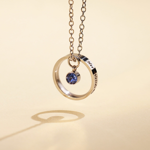 Thiết kế sáng tạo xoay <span class=keywords><strong>Birthstone</strong></span> và chống lo lắng Vòng Mặt Dây Chuyền Vòng cổ handmade khắc vòng cổ cho các cặp vợ chồng những người yêu thích - Product Image 4