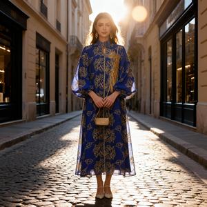 Robe Abaya de fête élégante en polyester brodée sur mesure, vente en gros de luxe OEM pour femmes musulmanes - Product Image 3