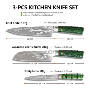 Couteau de chef en acier Damas de haute qualité Vg10 67 couches, couteaux de cuisine japonais Santoku avec manche en bois de couleur verte - Product Image 2