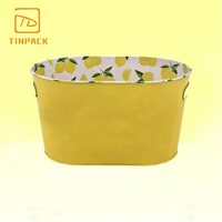 Seau à glace ovale en métal à motif citron rafraîchissant pour refroidir la bière et les boissons