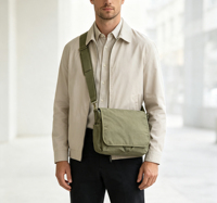 Sac bandoulière vintage en toile pour homme, sacoche à rabat, sac à l'épaule avec sangle réglable, décontracté, pour le travail et les voyages