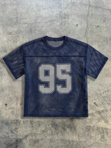 Camiseta de malla holgada para hombre con estampado numérico, manga corta, estilo urbano, informal, con gráfico, para verano - Product Image 2