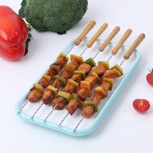 12PCs 30cm reutilizable de acero inoxidable barbacoa pincho palo con mango de madera <span class=keywords><strong>Kebab</strong></span> Rod para asar a la parrilla - Product Image 3