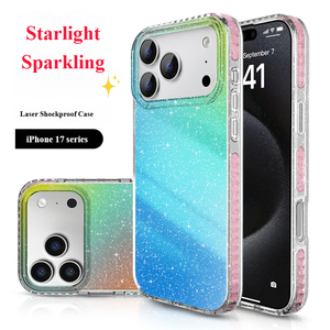 Funda Holográfica con Efecto Blue-ray IMD para <span class=keywords><strong>iPhone</strong></span> 17 16 15 Pro Max, Cubierta con Degradado de Estrellas y Brillo, Superficie Lisa - Product Image 1