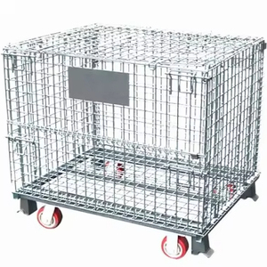 Cesta de almacenamiento industrial, jaula plegable, contenedor de malla de alambre, caja de bandeja, bandeja de almacenamiento de Metal plegable - Product Image 1