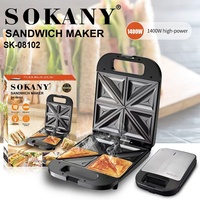 Sokany Machine à sandwich électrique et grille-pain à gaufres Appareil ménager antiadhésif multifonctionnel pour un petit-déjeuner facile à nettoyer