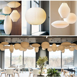 Luces de araña de estilo de linterna minimalista moderno Lámpara de techo de luz colgante de múltiples formas de seda blanca - Product Image 2