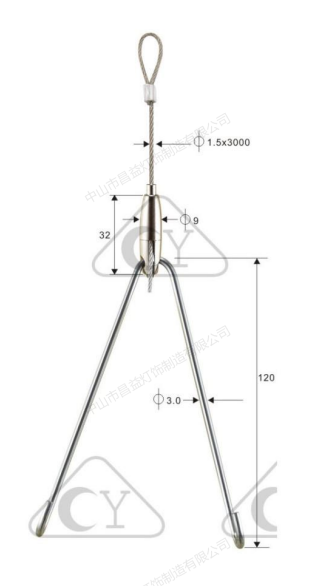 Good Performance Copper Y-Shape Adjustable Cable Hanging Kit Wire Rope Clip for Pendant Lamp