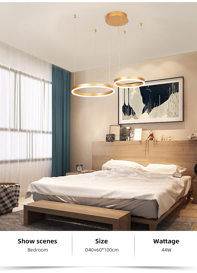 Wholesale Contemporary Hanging Home Decorative Modern Circular Ring Led Chandelier Pendant Light