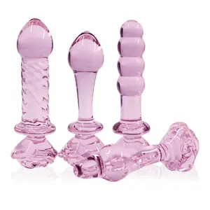 Plugue anal de cristal de vidro para masturbação, produto sexual em forma de rosa, presente sexy para homens e mulheres gays