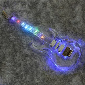 Elétrico de violão de acrílico, luz de led, boa qualidade, cor, elétrico, guitarra, guitarra, guitarra