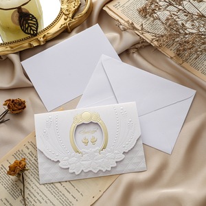 Tarjeta de invitación de boda en forma de corazón con estampado dorado, tarjeta de invitación floral grande, tarjeta de felicitación plegable con estampado dorado para festividades - Product Image 3