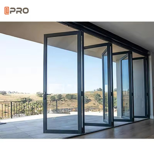 Puerta Plegable Exterior de <span class=keywords><strong>Aluminio</strong></span> <span class=keywords><strong>Transparente</strong></span>, Bifold Francesa Deslizante Personalizada de 6 Pies con Panel para Exterior - Product Image 4