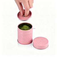 Kaleng Logam Matcha 30/40/50g dengan Logo Embos Kustom, Tutup Kedap Udara Ganda, Wadah Penyimpanan untuk Perjalanan, untuk Teh, Kopi Bubuk, Penyimpanan Hadiah