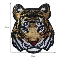 Offre Spéciale – Écussons Brodés 3D en PU Appliqué avec Paillettes, Motif Tigre, Thermocollants, 24*21cm, Taille Personnalisable
