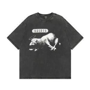SAINT MICHAEL Vintage Animal Lion King print distressed retro street short sleeved T-shirt for men and women