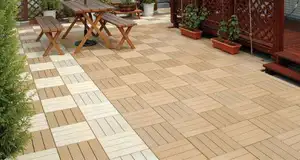 Outdoor Plastic Wood Composite Deck Deep Wood Grain Floor Tile WPC 3D Embossed Deck Tile