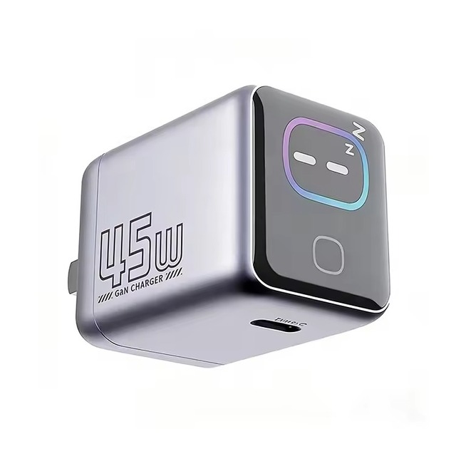 45W GaN AI Smart Screen USB C Charger for US EU UK Travel PD Fast Charging Laptop Phone Compact Wall Adapter