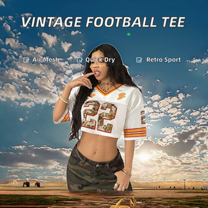 Maillot de football à séchage rapide, vêtements de sport, grande taille, manches courtes, maillot de football américain imprimé, maillot de sport vintage en mesh rétro avec numéro - Product Image 2