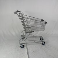 Carrito de Compras de Gran Capacidad Estilo Asiático, Carrito de Supermercado Metálico, Carrito de Mano con 4 Ruedas Giratorias