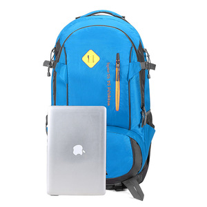 Sac à dos de randonnée 80L grande capacité, sac de voyage pour sports de plein air, bretelles réglables, couleur unie bleu ciel - Product Image 3