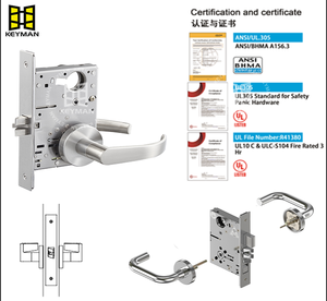 Serrure de porte coupe-feu <span class=keywords><strong>KEYMAN</strong></span>, homologuée 3H ANSI Grade 1, durable, à mortaise, pour passage de couloir, avec installation facile - Product Image 2