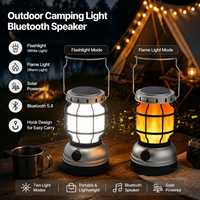 Haut-parleur Bluetooth portable CP&AP pour le camping avec lampe torche, lumière LED à flamme alimentée par l'énergie solaire pour les activités de plein air