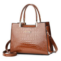Sacs à main de luxe en cuir PU à motif crocodile pour femmes, sac fourre-tout brillant à bandoulière, sacoche bandoulière pour dames