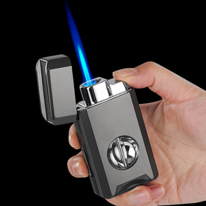 Encendedor de antorcha todo en uno de venta superior con cortador de cigarros incorporado corte en V, soporte para cigarros, encendedor de cigarros Jet Flame a prueba de viento con cortador - Product Image 3