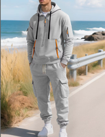 Nouveau sweat à capuche zippé en polaire 100 % polyester 240 g pour homme, style urbain, motif uni tricoté avec strass, collection automne-hiver transfrontalière