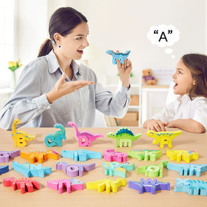 Giocattolo educativo in legno per bambini per l'apprendimento dell'alfabeto alfabeto a forma di colore animale di corrispondenza giocattolo cognitivo per bambini - Product Image 2
