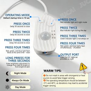 Interrupteur variateur 5V avec interface USB, capteur de mouvement PIR pour bandeaux LED, escaliers/cuisine/arrêt différé 10/30/60/120 secondes - Product Image 5