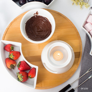 Ensemble de fondue au chocolat en céramique personnalisé, blanc, résistant à la chaleur, chauffe-cire pour fromage, crème glacée, chauffage DIY - Product Image 3