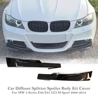 Splitter Diffuser Spoiler Bibir Bumper Depan Bahan ABS Hitam Gloss Body Kit untuk BMW E90 E91 LCI M Sport 2004-2011 Mudah Dipasang