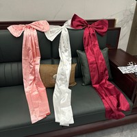 Grand nœud en velours rouge élégant avec longues franges pour décoration de Noël, idéal pour la maison, les murs, les portes, les fenêtres et les fêtes.