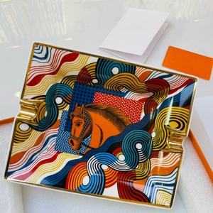 American Style Colorful Porcelain <b>Square</b> Cigar Ashtray Luxury Gifts <b>Set</b> Portable Smokeless Custom Logo - Product Image 3