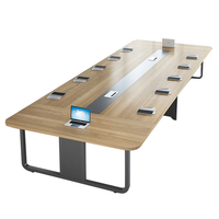 Table de travail exécutive pour entreprise avec organisateur de câbles intégré, résistante aux rayures, pour discussion, pour entreprise de technologie