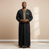 Nouveau stock disponible CCY 2026 – Thobe Boubou arabe pour homme à manches courtes, vêtement musulman brodé avec poche, Thobes marocains Baifa