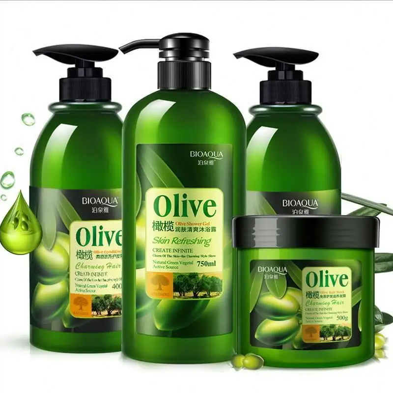 OEM/ODM BIOAQUA private label care shampoo smooth oil control brightening Olive silky repair hair conditioner