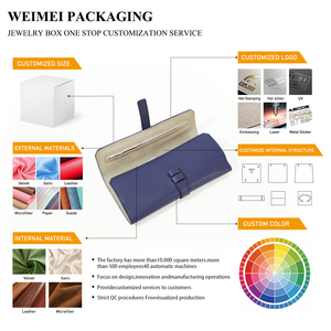 WEIMEI Factory Price Bulk Premium Litchi Texture PU Leather Multi-functional Foldable <b>Ring</b> Earring Jewelry Travel Pouch - Product Image 2