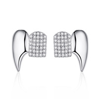 Paire de Grillz Géométriques en Cuivre Plaqué Or 18K avec Zircon, Style Hip Hop, pour Deux Dents |   Grillz en or personnalisés en gros pour hommes et femmes
